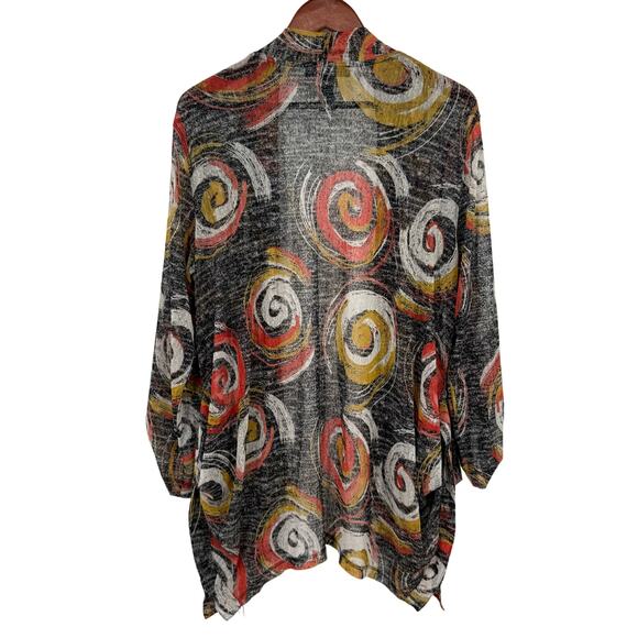 Ali Miles Sz XL Open Front Wearable Art Abstract Blouse Shirt Top Artsy Sheer - Picture 9 of 9